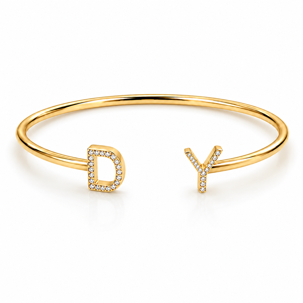The Cha Bangle – Your Two-Initial Pavé Statement