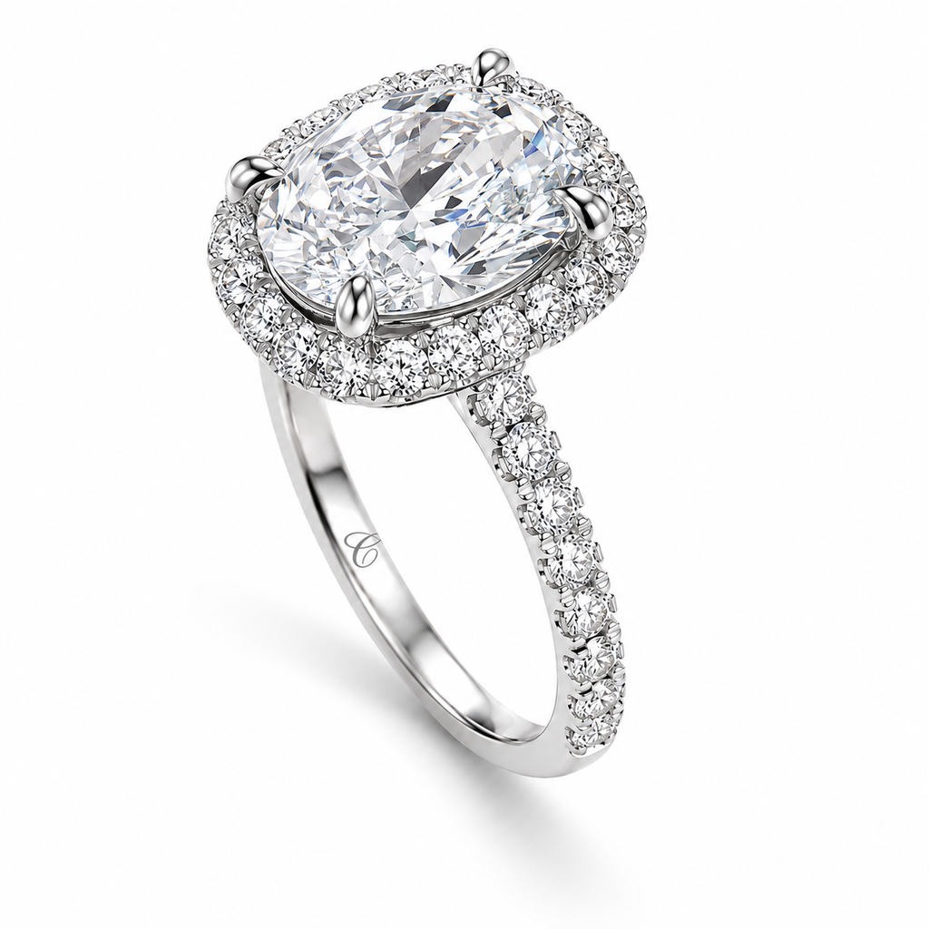 Oval Cut Pavé Solitaire Ring