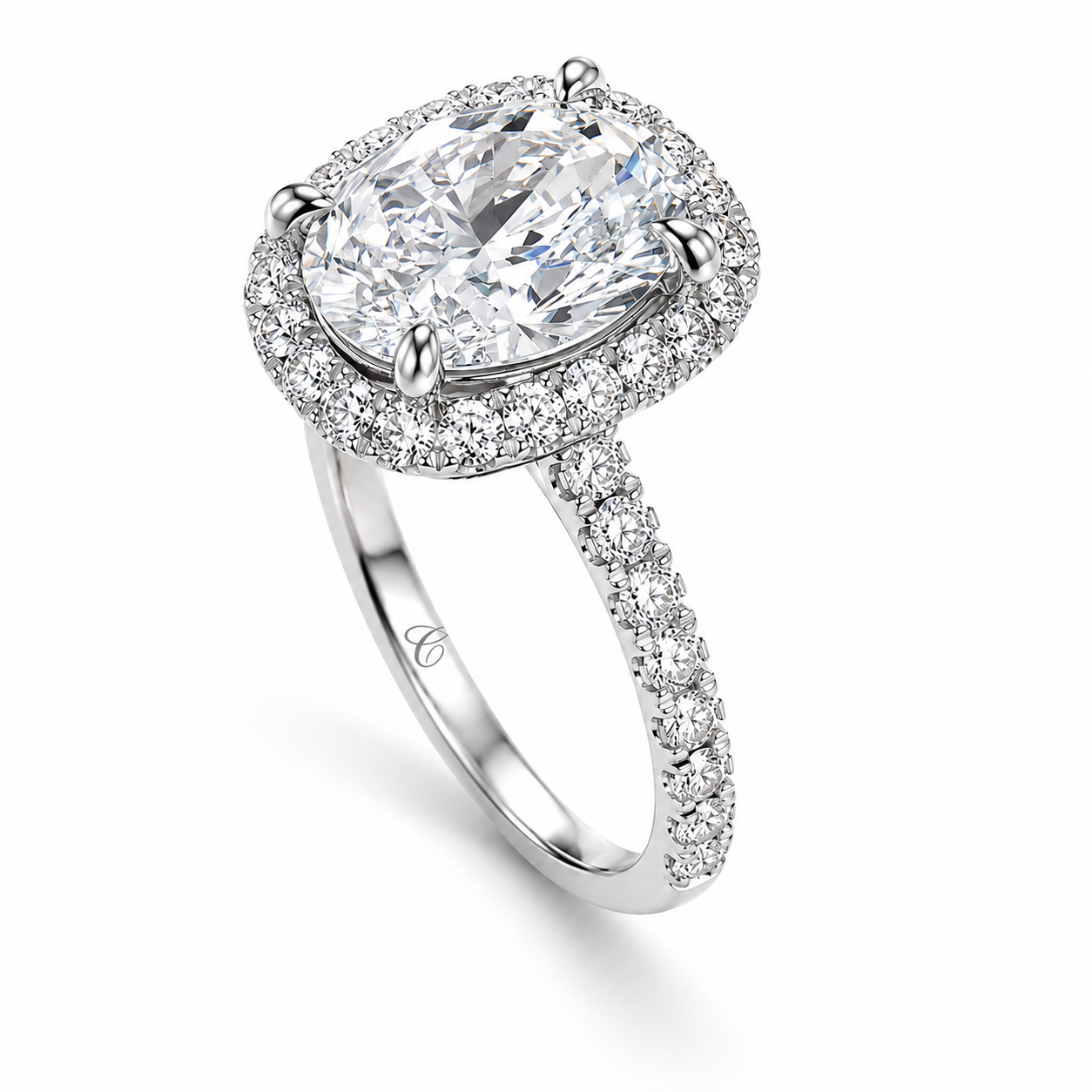 Oval Cut Pavé Solitaire Ring
