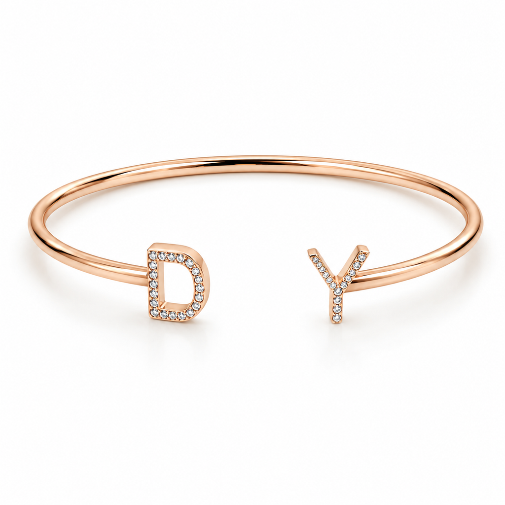 The Cha Bangle – Your Two-Initial Pavé Statement