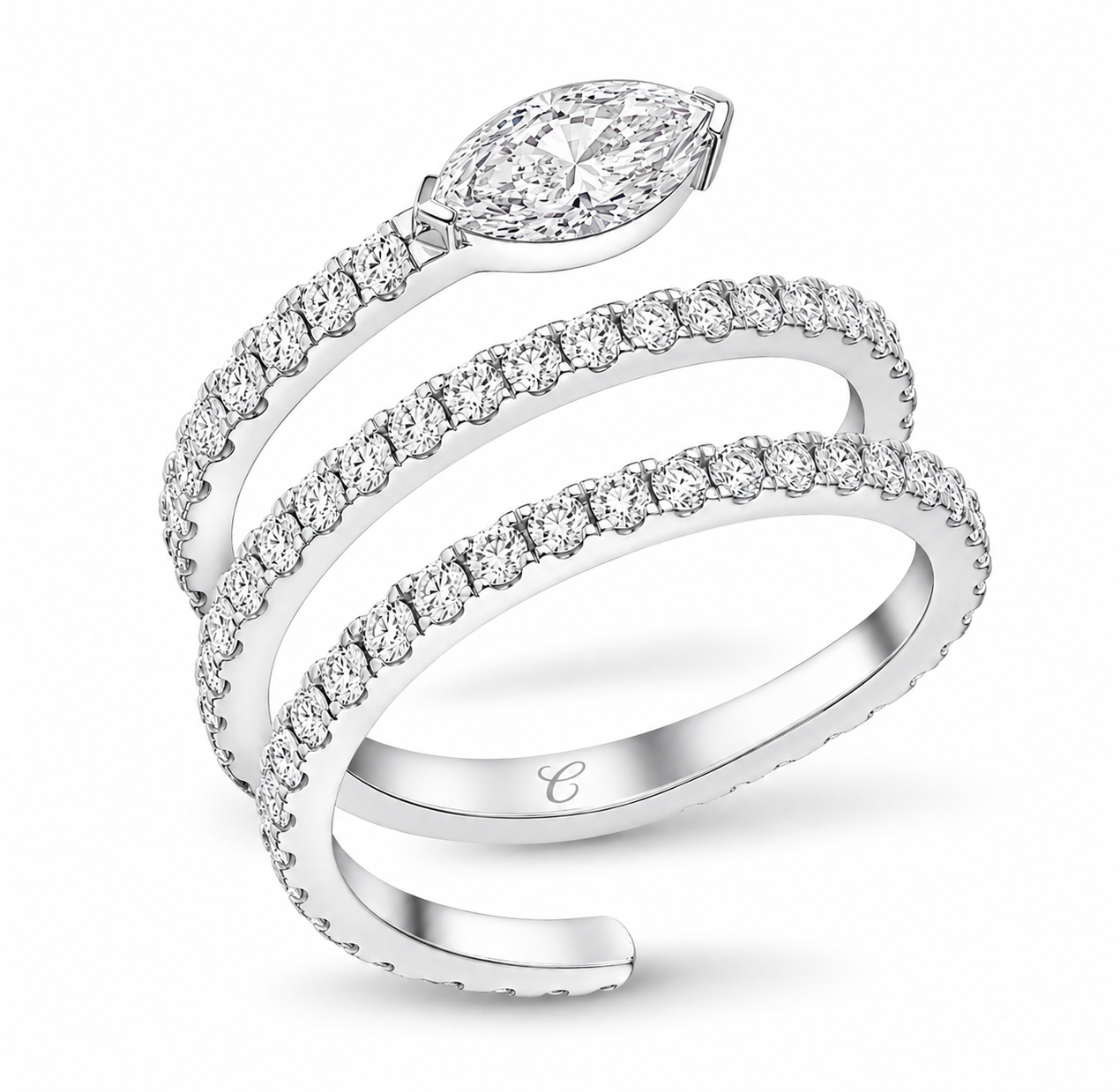 Marquise Cut Multi Row Ring