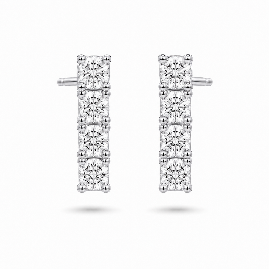 Diamond Drop Earrings - 18k Witgoud