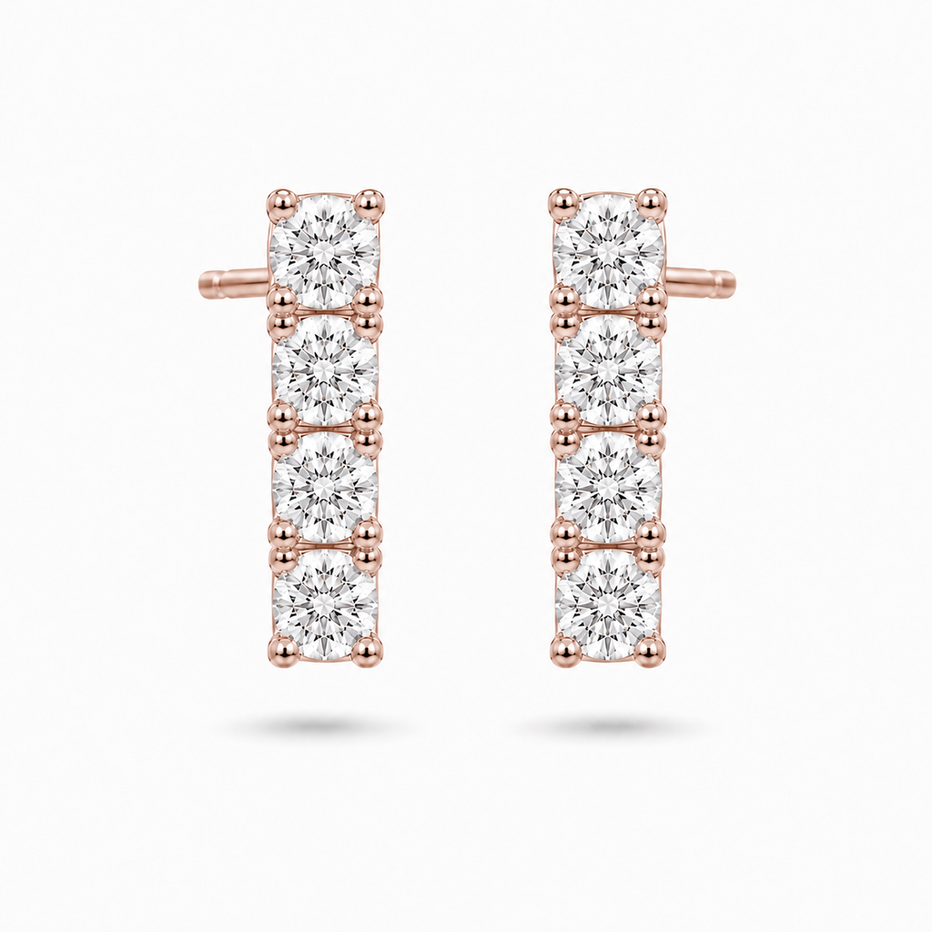 Diamond Drop Earrings - 18k Roségoud