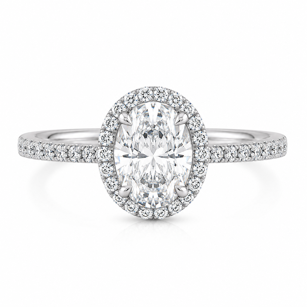 Oval Cut Pavé Solitaire Ring