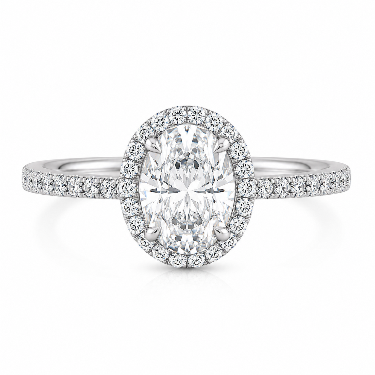 Oval Cut Pavé Solitaire Ring