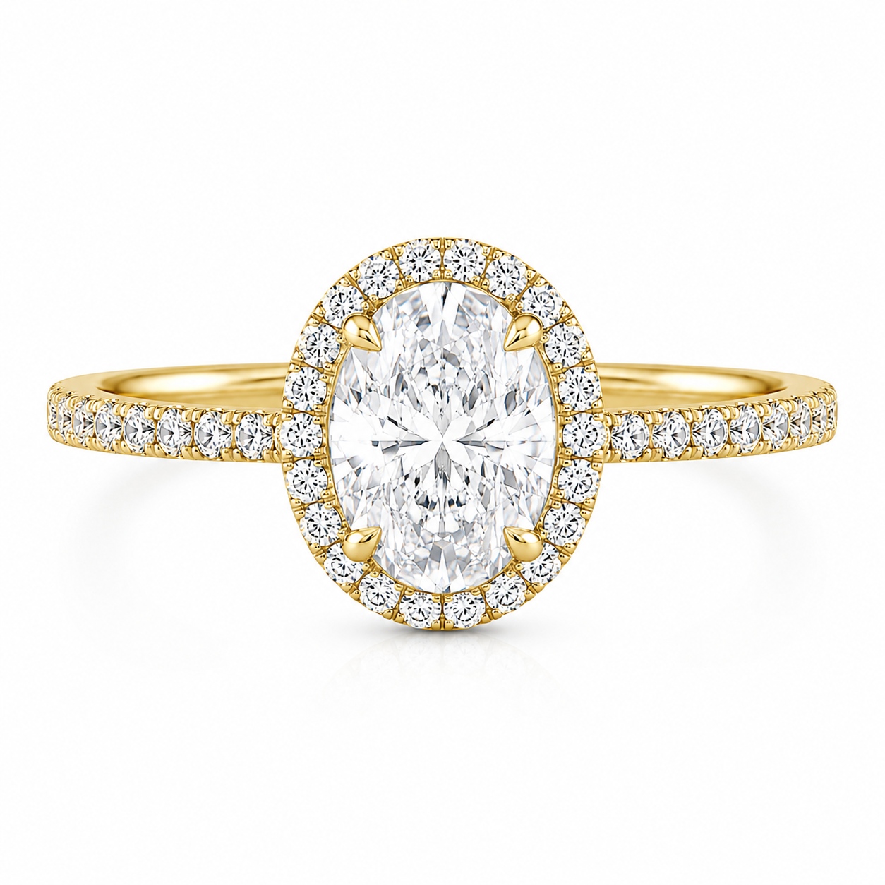 Oval Cut Pavé Solitaire Ring
