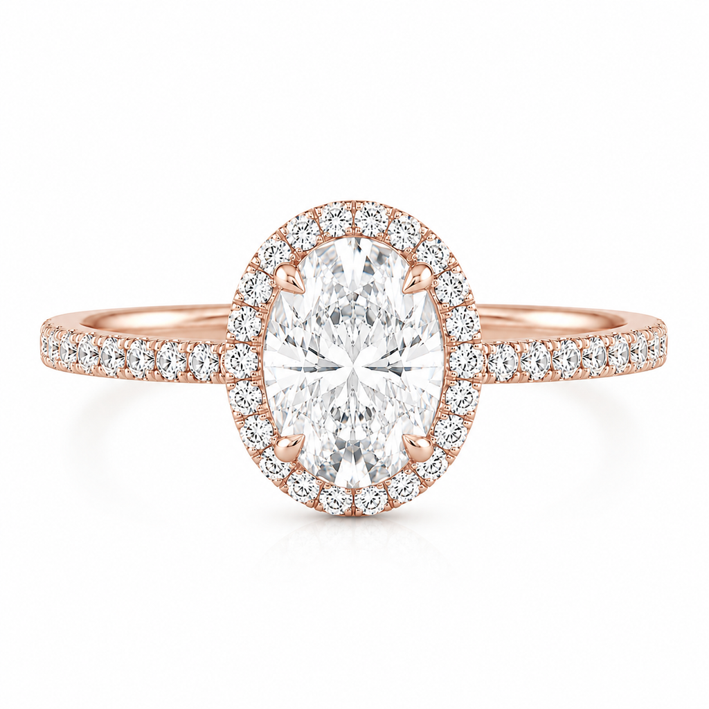 Oval Cut Pavé Solitaire Ring