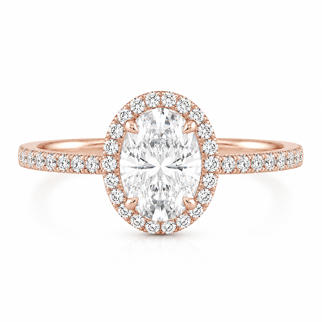 Oval Cut Pavé Solitaire Ring