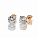 Eternal Round Diamond Basket Stud Earrings (Pair) - Cha Diamonds