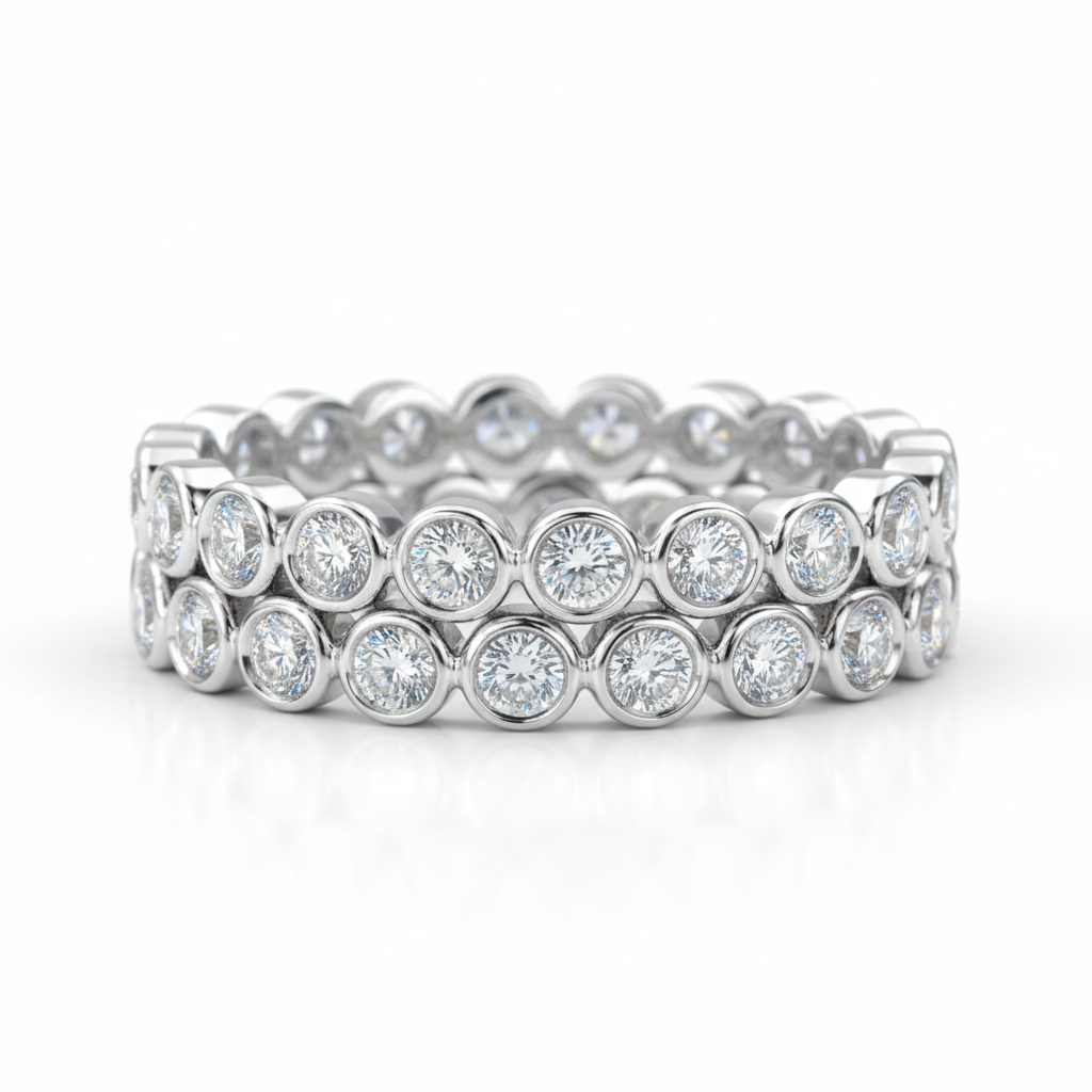 Ronde Bezel Diamanten Ring 14k goud van Cha Diamonds met hoogwaardige lab-grown diamanten