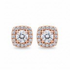 Round Brilliant Diamond Studs met Pavé Halo (Pair)