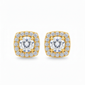 Round Brilliant Diamond Studs met Pavé Halo (Pair)