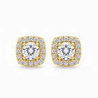 Round Brilliant Diamond Studs met Pavé Halo (Pair)