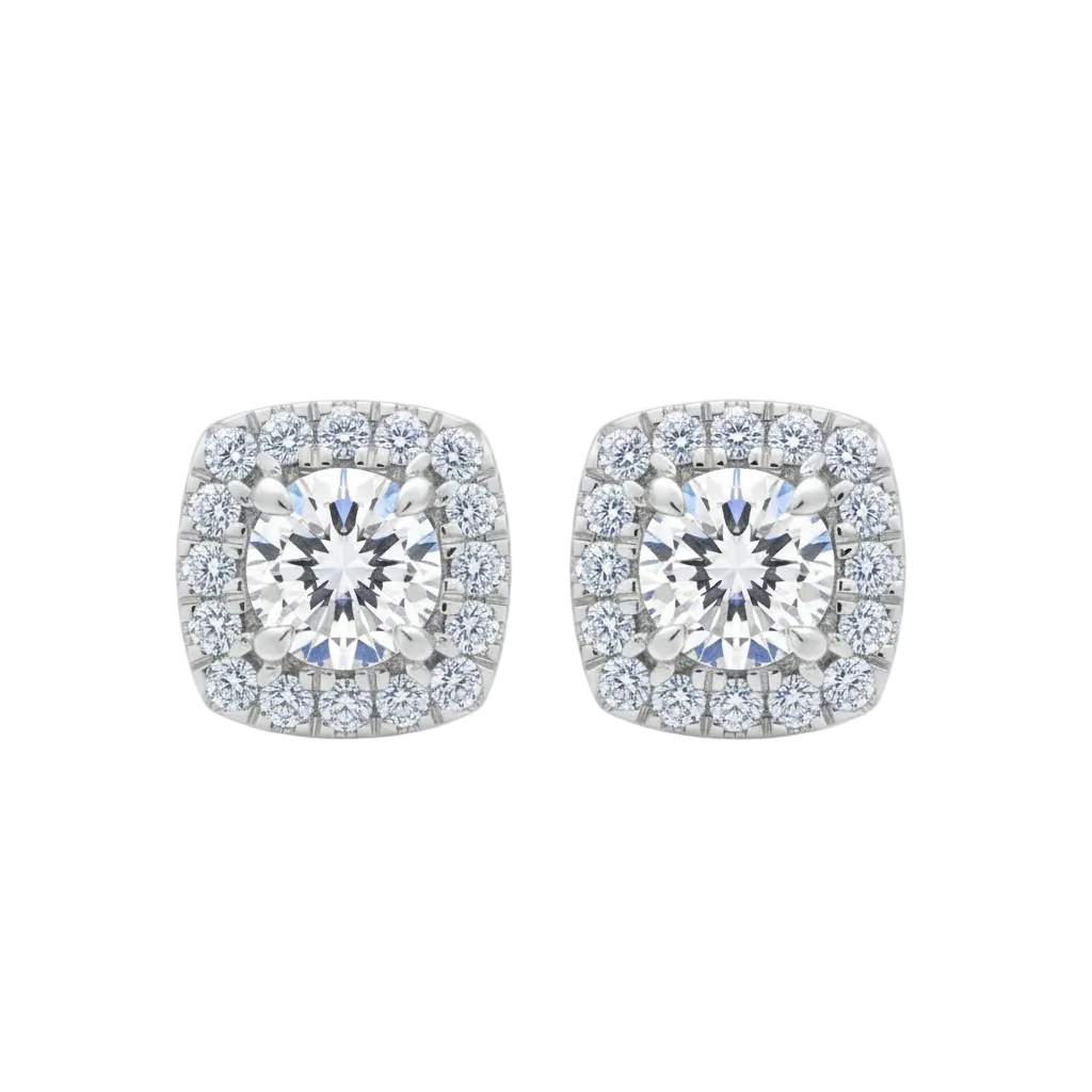 Cushion Stud Oorbellen (Pair) van Cha Diamonds met hoogwaardige lab-grown diamanten