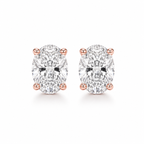 Oval Diamond Stud Earrings (Pair)