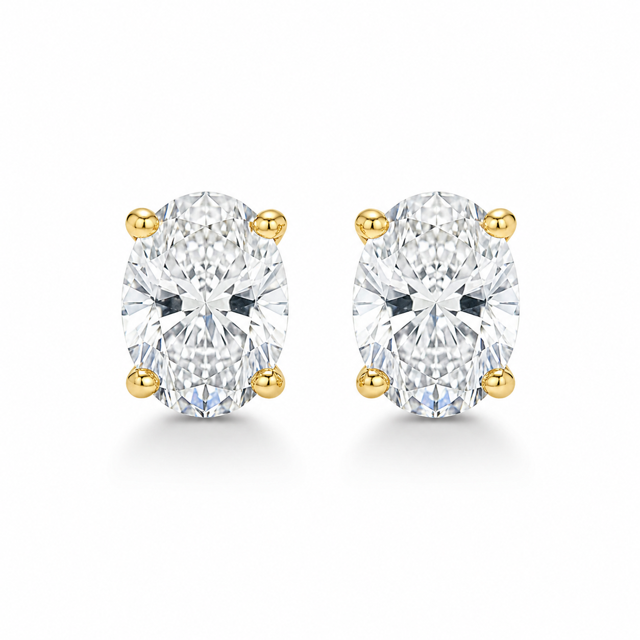 Oval Diamond Stud Earrings (Pair)
