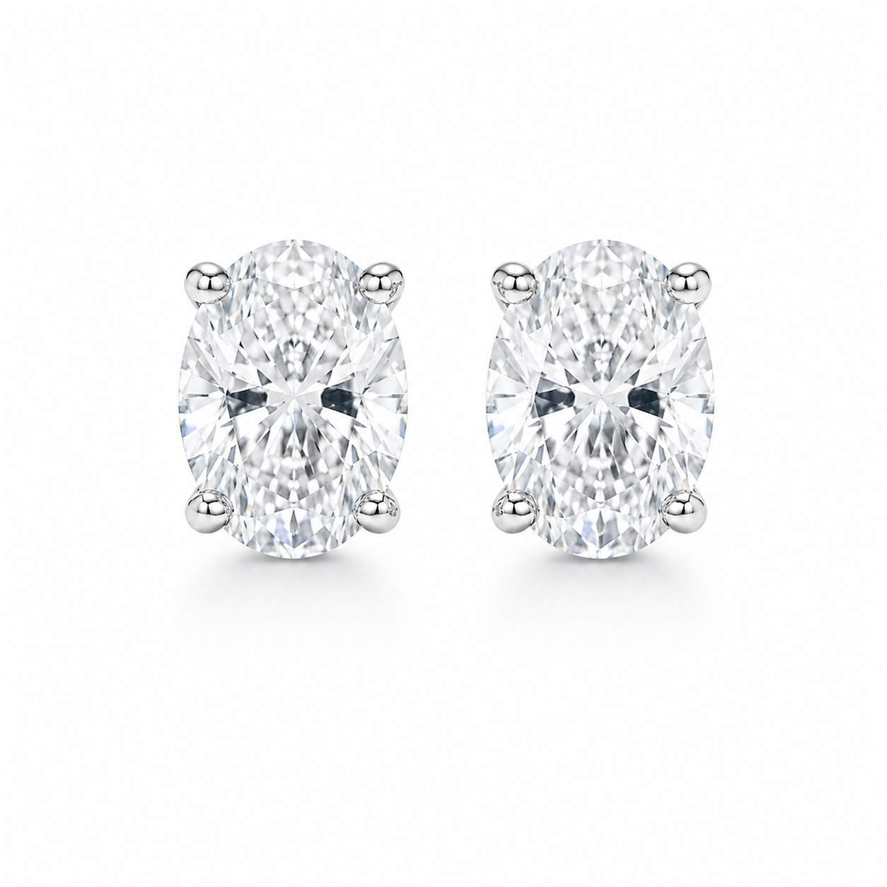 Oval Diamond Stud Earrings (Pair)