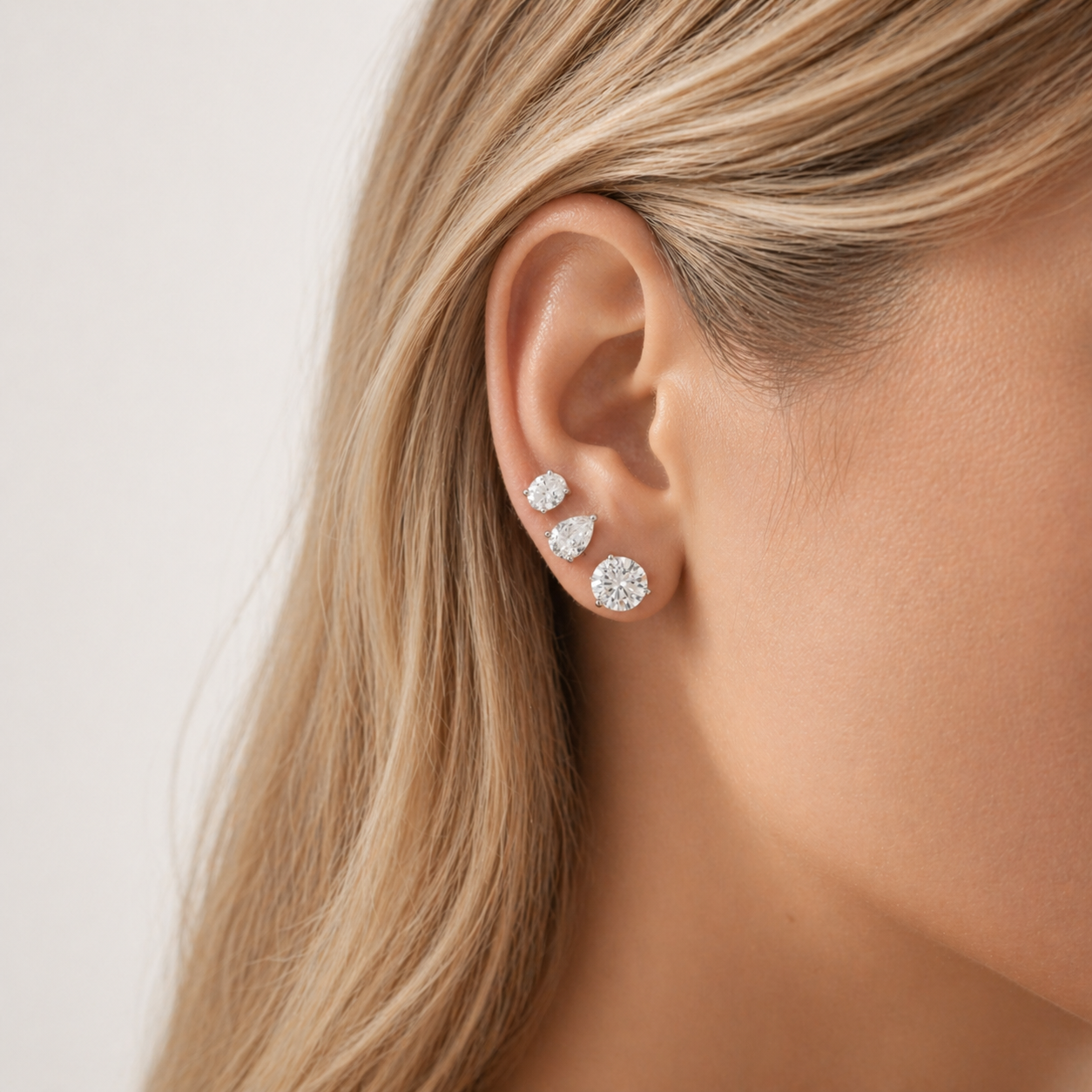 Pear Diamond Stud Earrings (Pair)