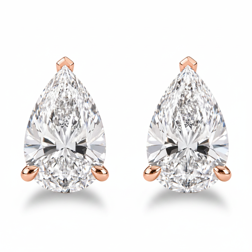 Pear Diamond Stud Earrings (Pair)