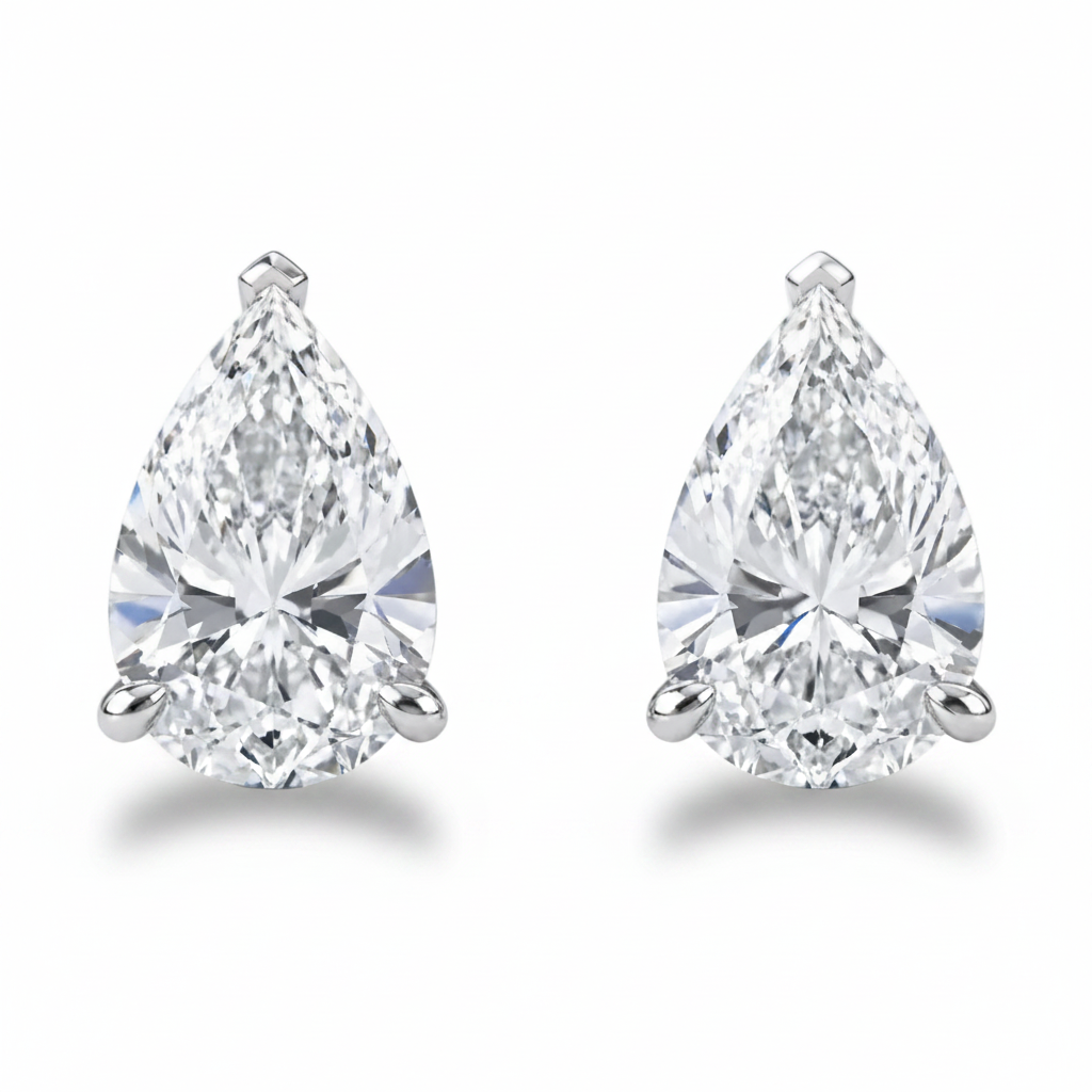 Pear Diamond Stud Earrings (Pair)