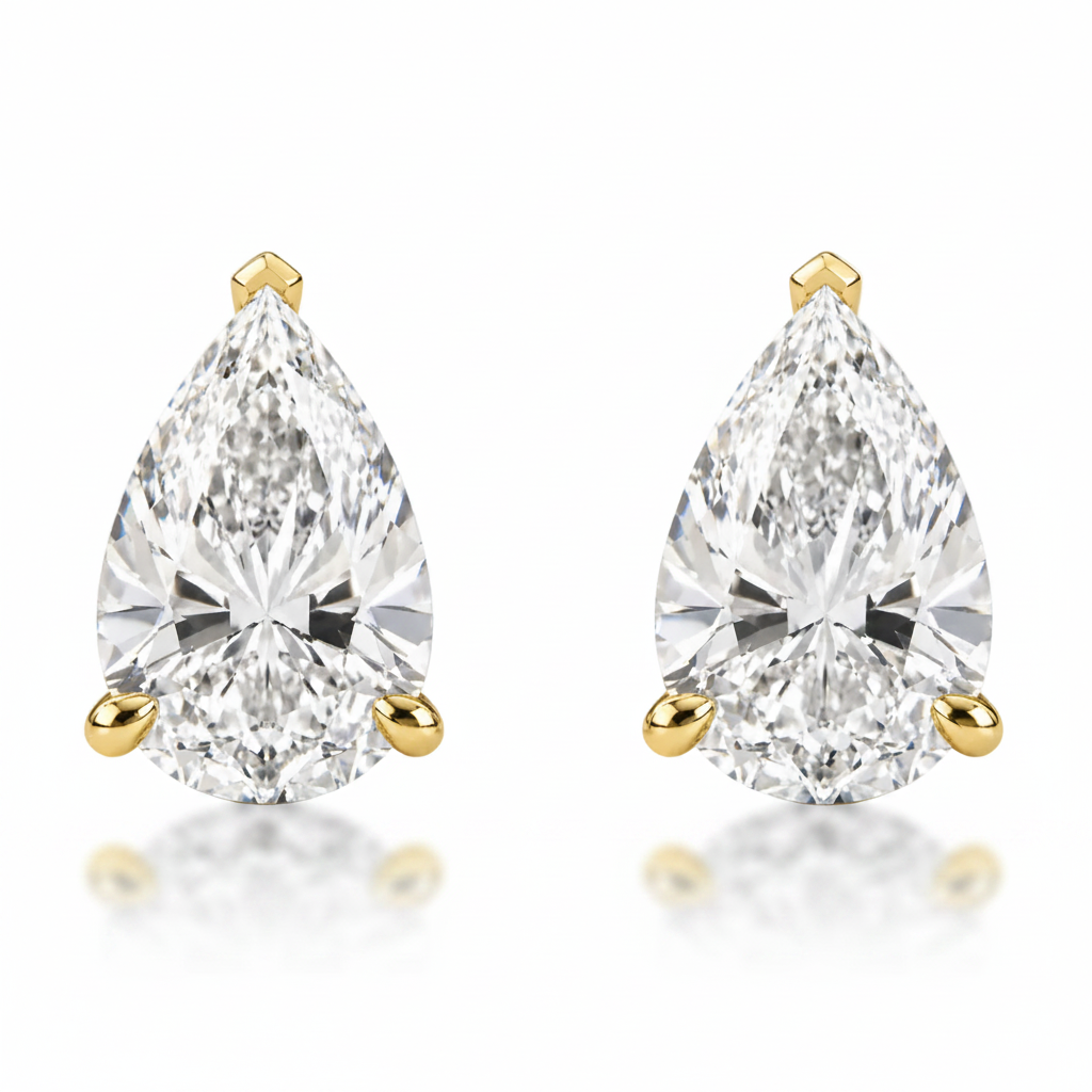 Pear Diamond Stud Earrings (Pair)