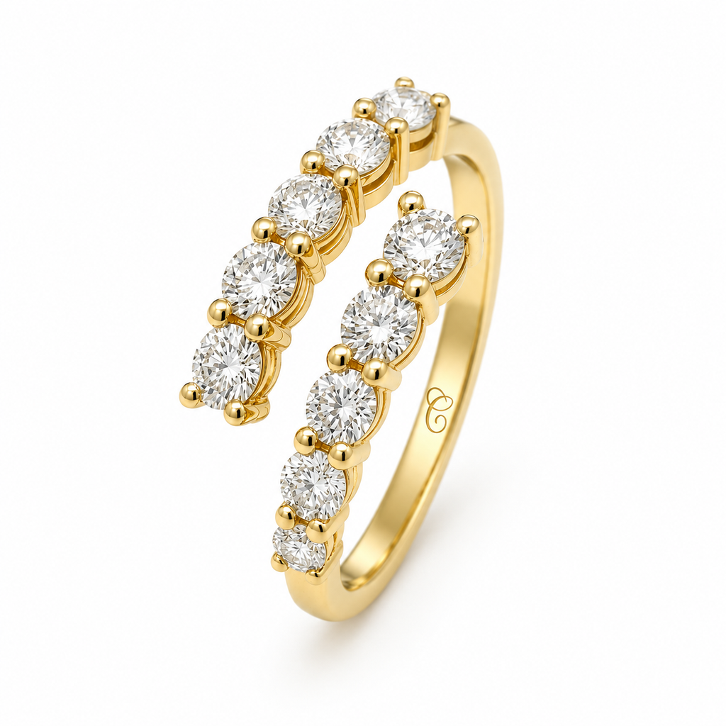 Diamond Round Gradient Crossover Ring
