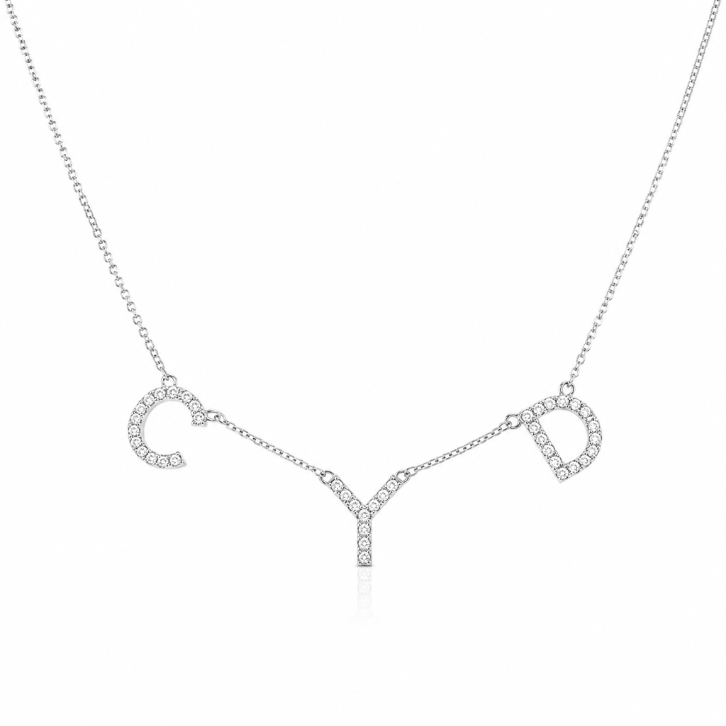 Custom Initial Pavé Necklace Cha Diamonds