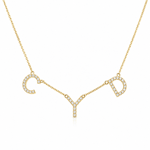 Custom Initial Pavé Necklace Cha Diamonds