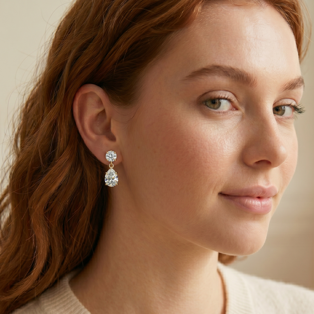 Flow Diamond Drop Earrings (Pair)