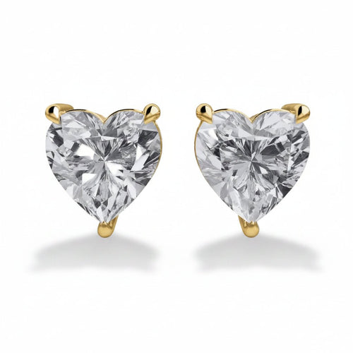 Heart Diamond Stud Earrings van 14K of 18K goud met lab-grown diamanten