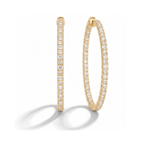 Eternal Pavé Diamond Hoop Earrings van 14K of 18K goud met lab-grown diamanten