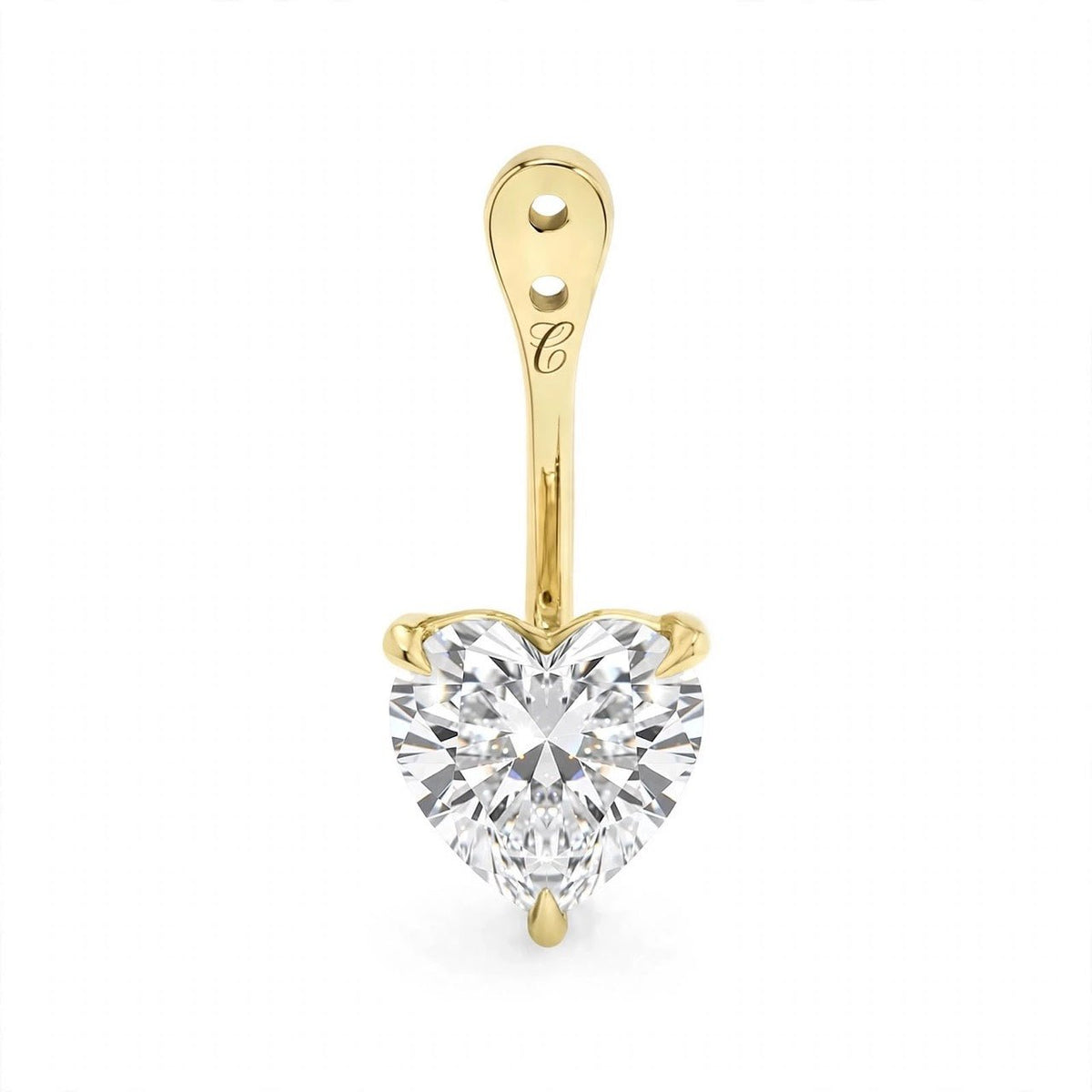 Glow Drop oorbel met hartvormige lab-grown diamant in 14K geelgoud