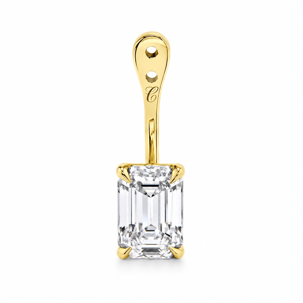 Glow Drop oorbel met emerald cut lab-grown diamant in 14K geelgoud
