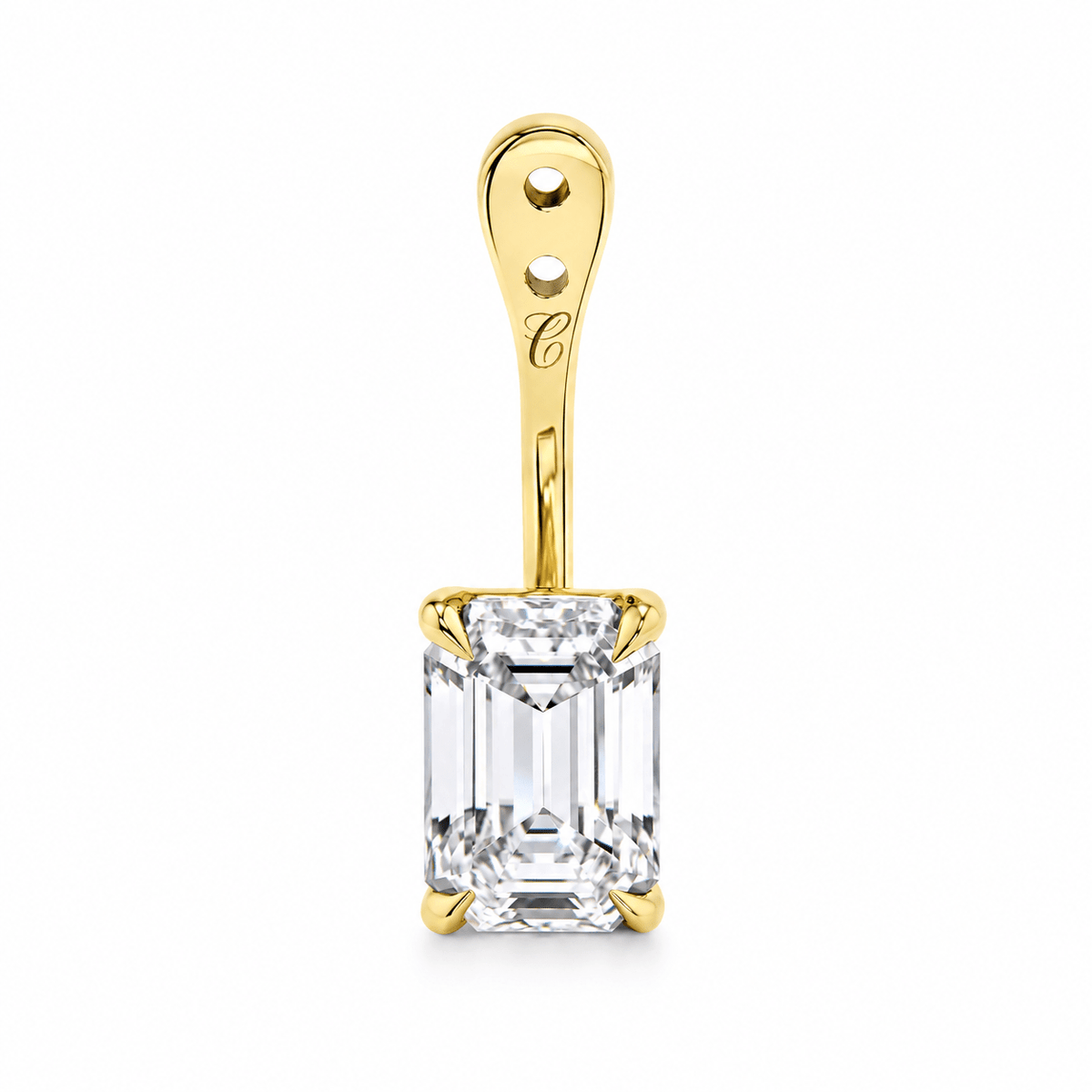 Glow Drop oorbel met emerald cut lab-grown diamant in 14K geelgoud