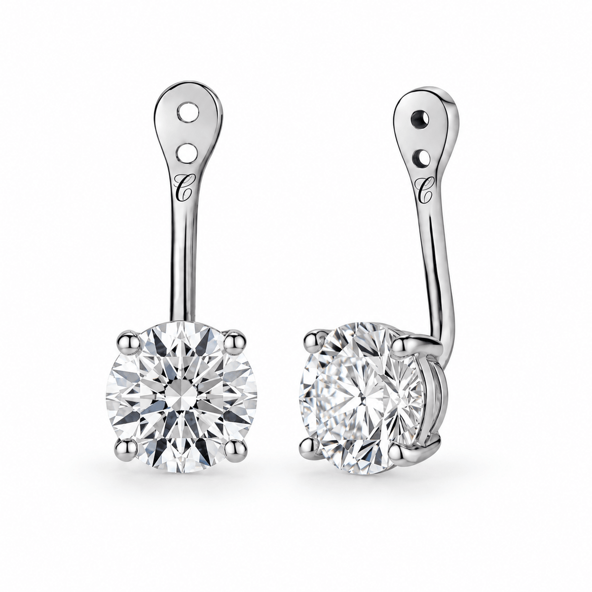 Glow Drop oorbellen met ronde briljant lab-grown diamanten in 14K witgoud