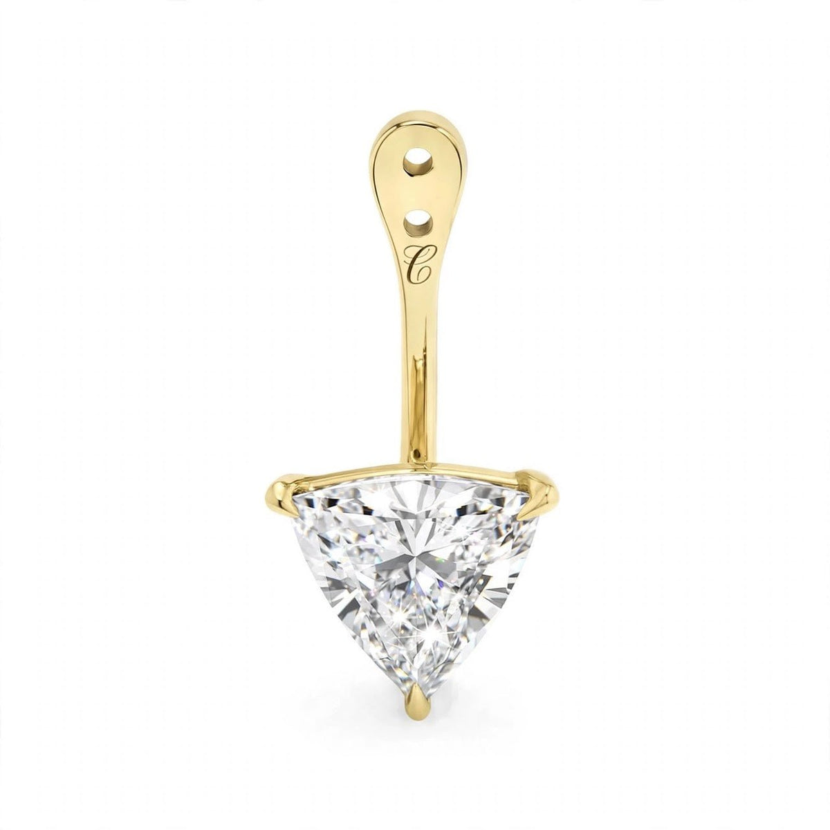 Glow Drop oorbel met driehoekige trillion cut lab-grown diamant in 14K geelgoud