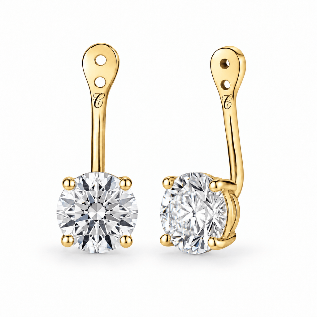 Glow Drop oorbellen met ronde briljant lab-grown diamanten in 14K geelgoud