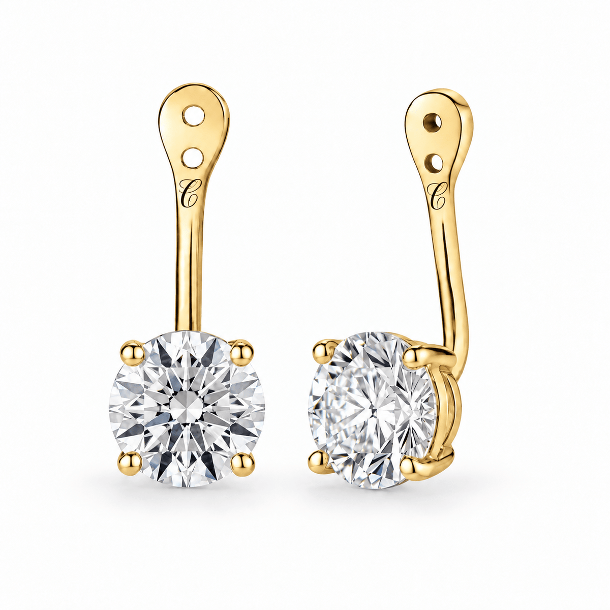 Glow Drop oorbellen met ronde briljant lab-grown diamanten in 14K geelgoud