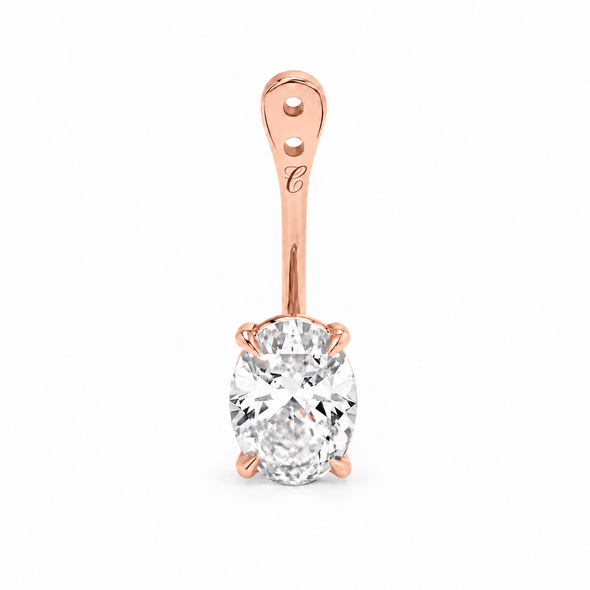 Glow Drop oorbel met ovale lab-grown diamant in 14K roségoud