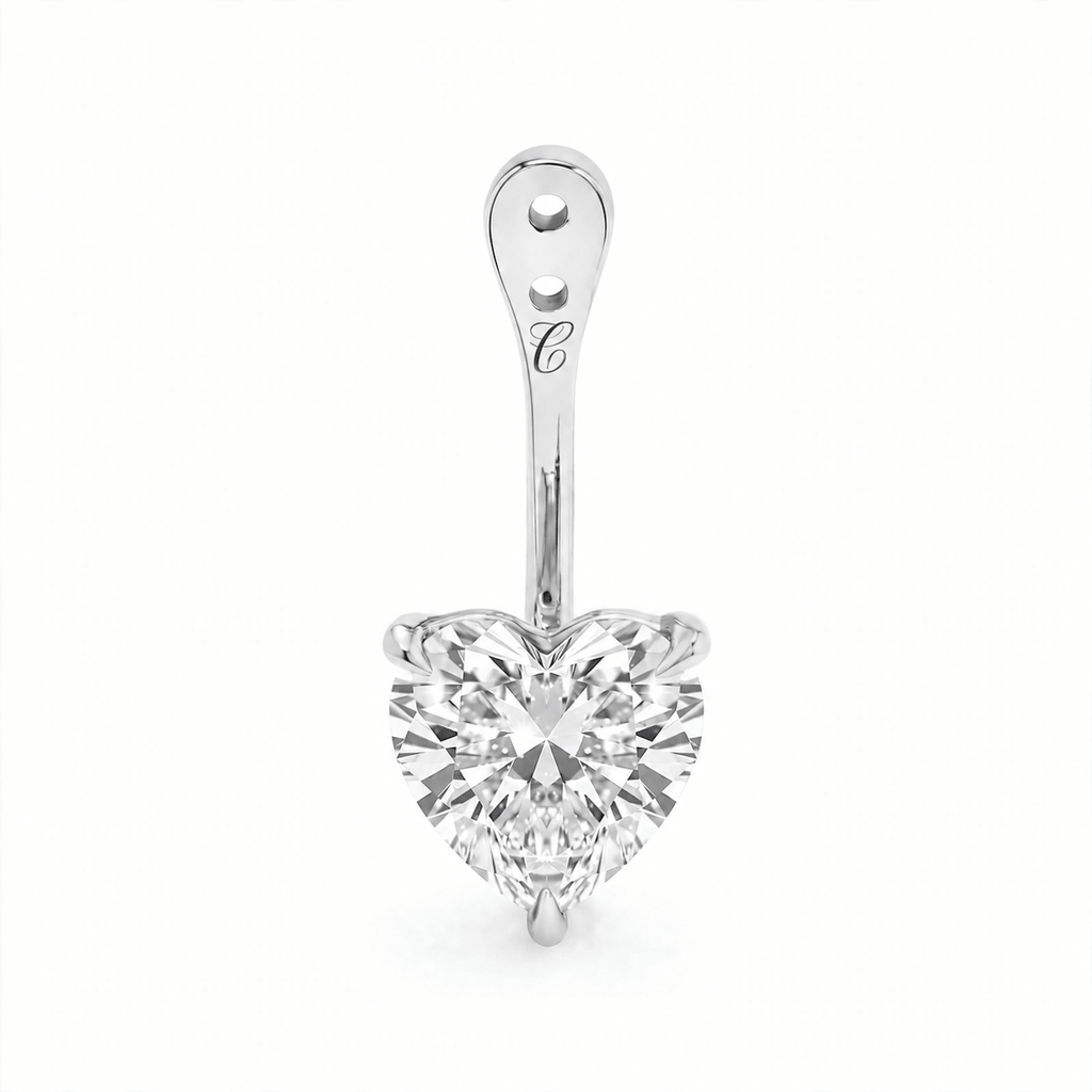 Glow Drop oorbel met hartvormige lab-grown diamant in 14K witgoud