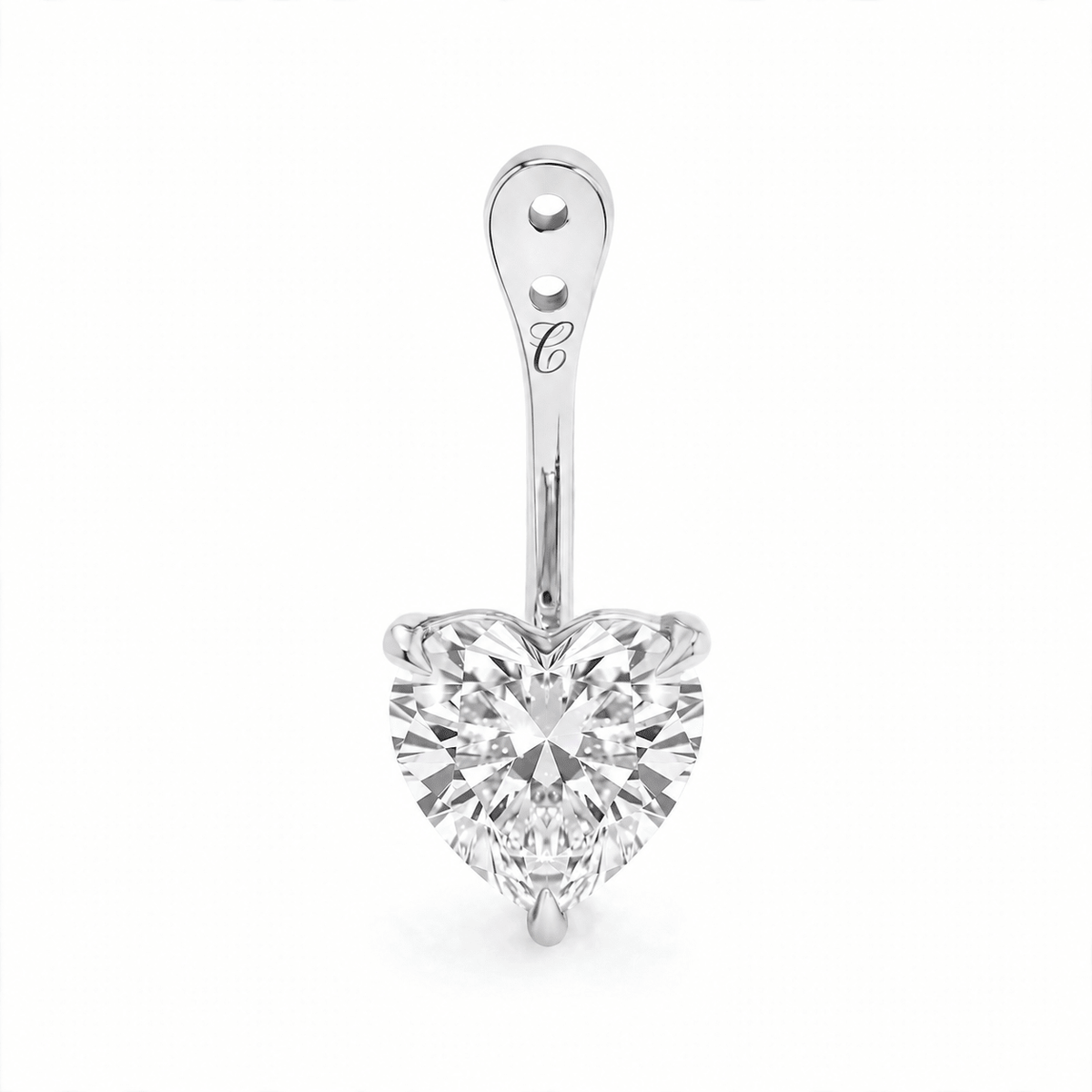 Glow Drop oorbel met hartvormige lab-grown diamant in 14K witgoud