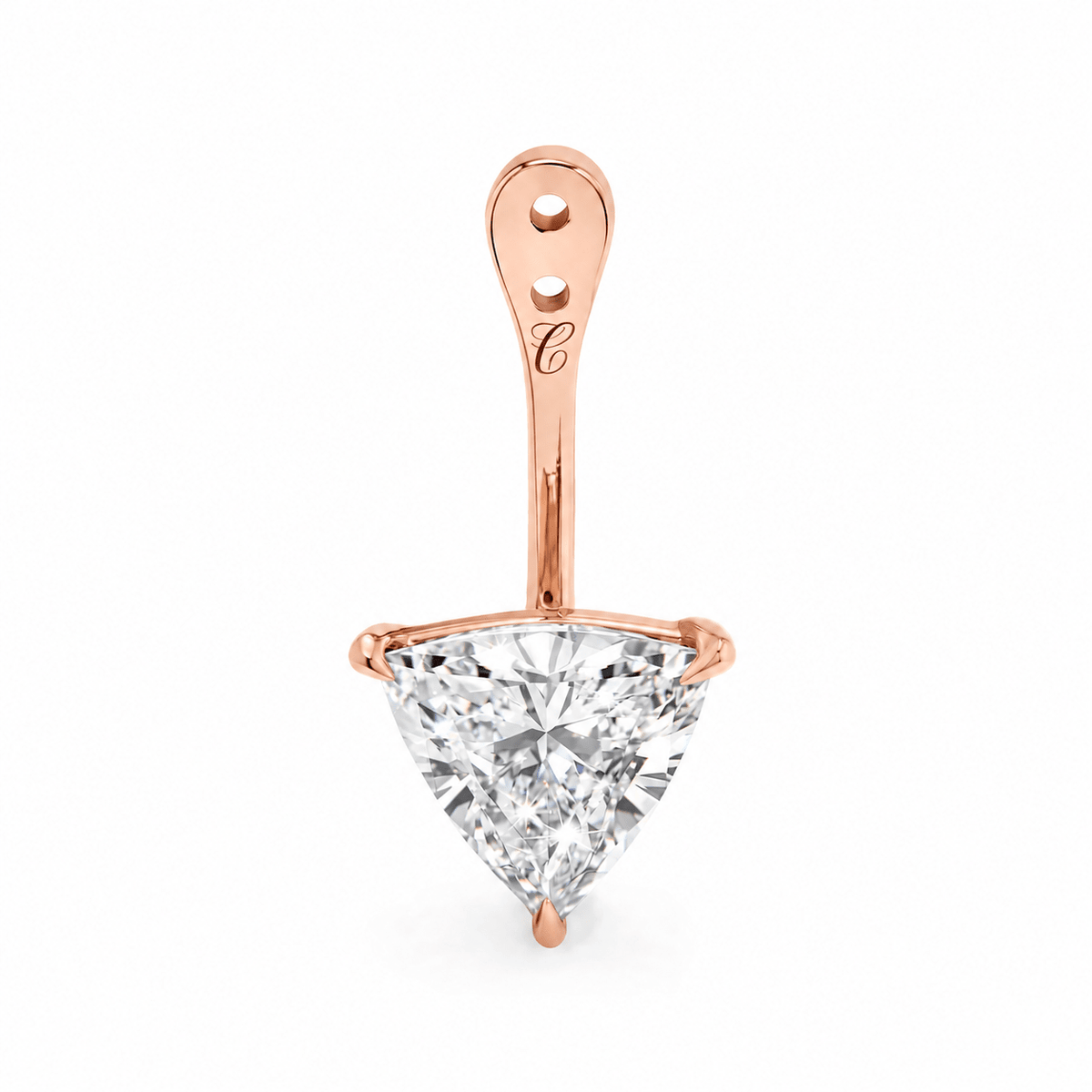 Glow Drop oorbel met driehoekige trillion cut lab-grown diamant in 14K roségoud