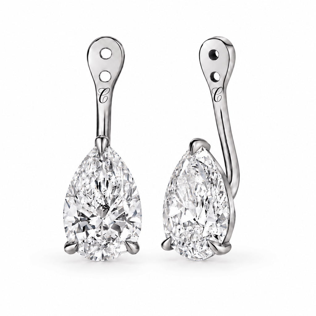 Glow Drop oorbellen met peervormige lab-grown diamanten in 14K witgoud