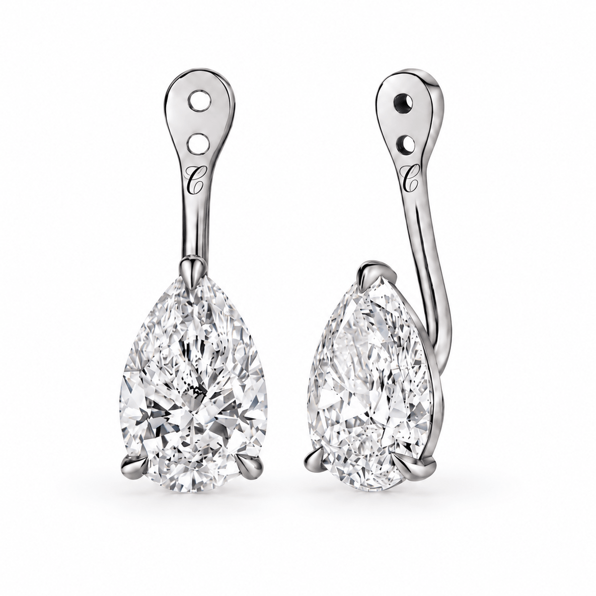 Glow Drop oorbellen met peervormige lab-grown diamanten in 14K witgoud