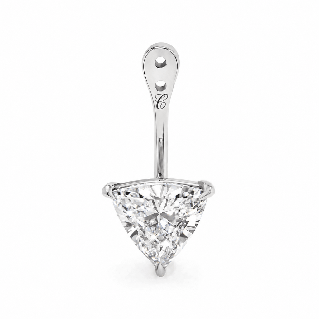 Glow Drop oorbel met driehoekige trillion cut lab-grown diamant in 14K witgoud