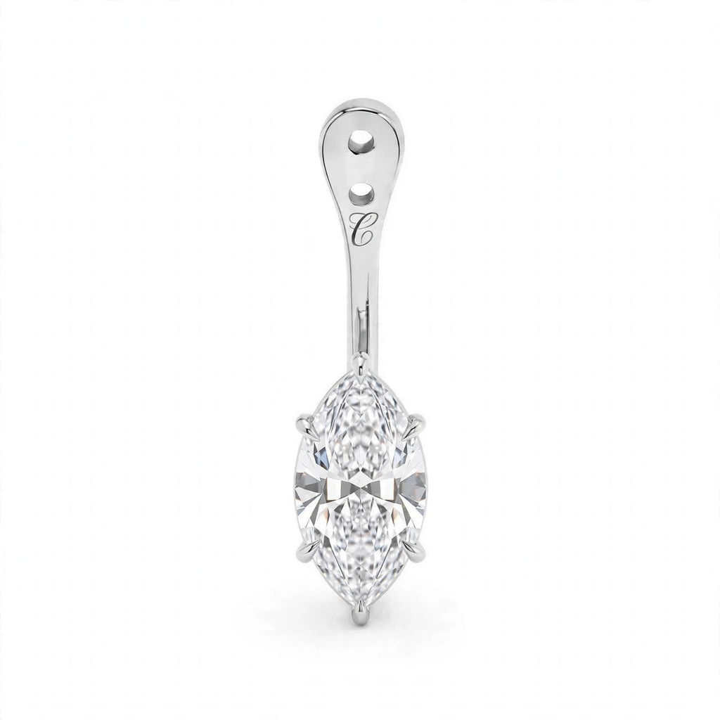 Glow Drop oorbel met marquise lab-grown diamant in 14K witgoud