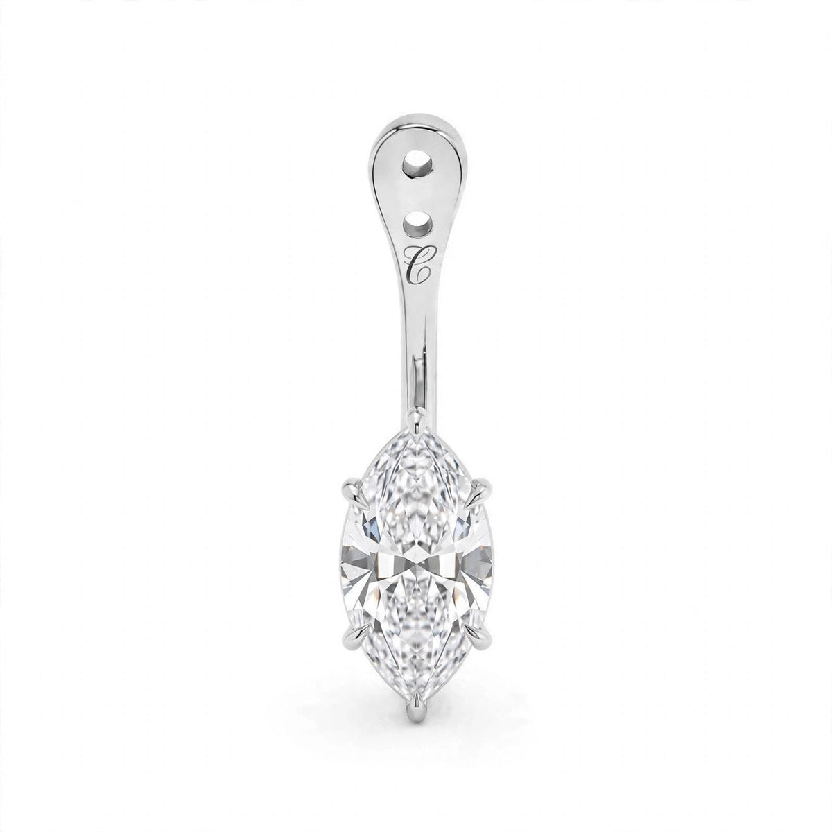 Glow Drop oorbel met marquise lab-grown diamant in 14K witgoud