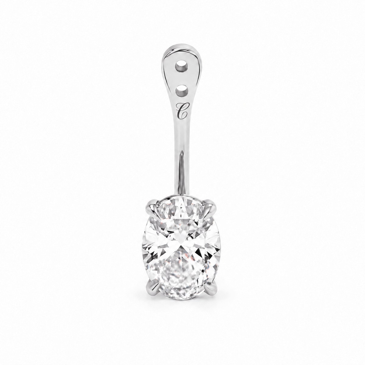 Glow Drop oorbel met ovale lab-grown diamant in 14K witgoud