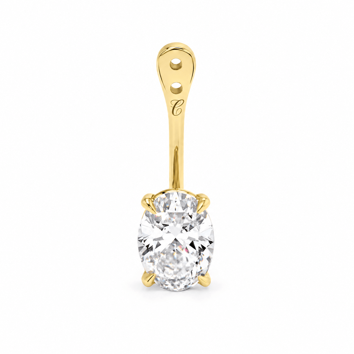 Glow Drop oorbel met ovale lab-grown diamant in 14K geelgoud