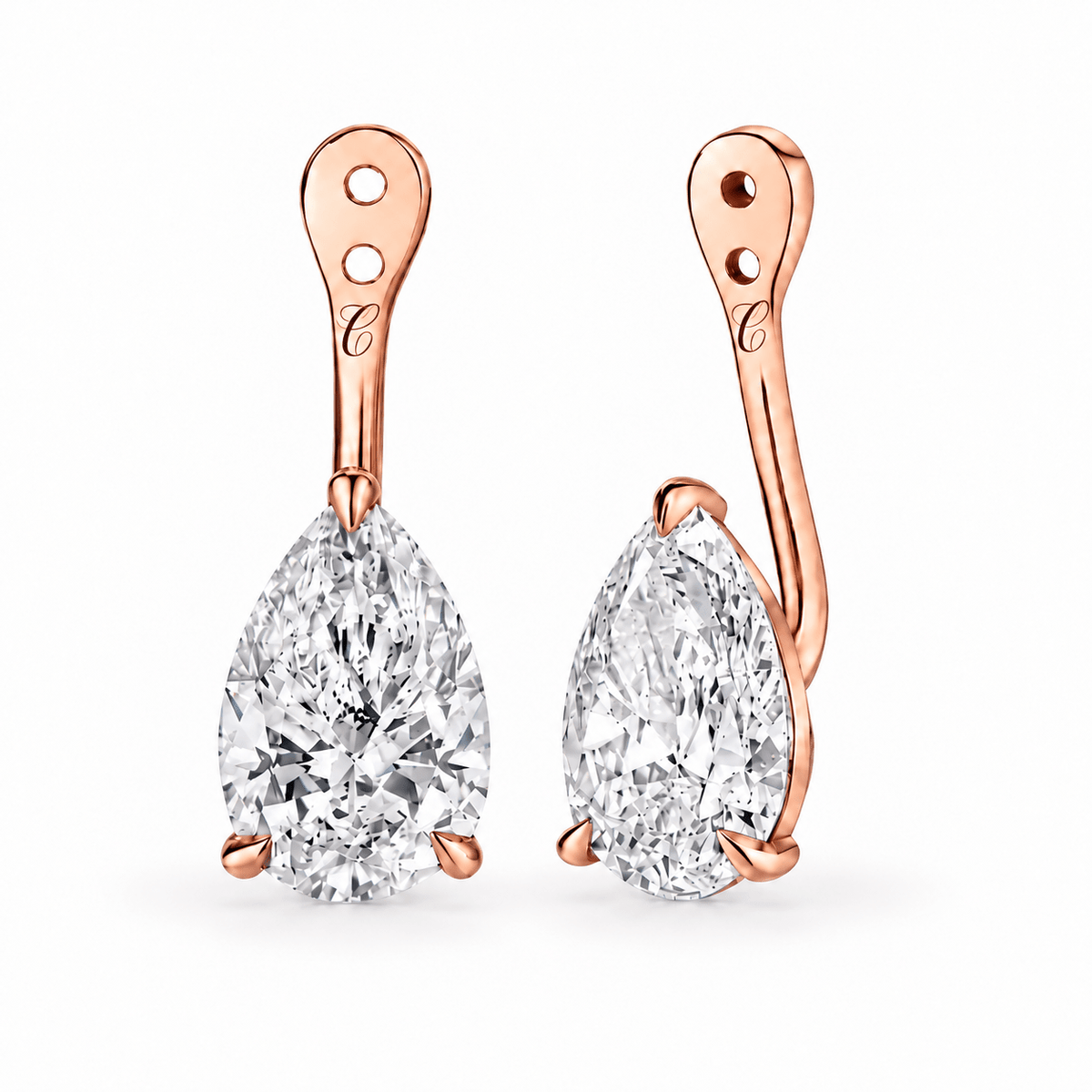 Glow Drop oorbellen met peervormige lab-grown diamanten in 14K roségoud